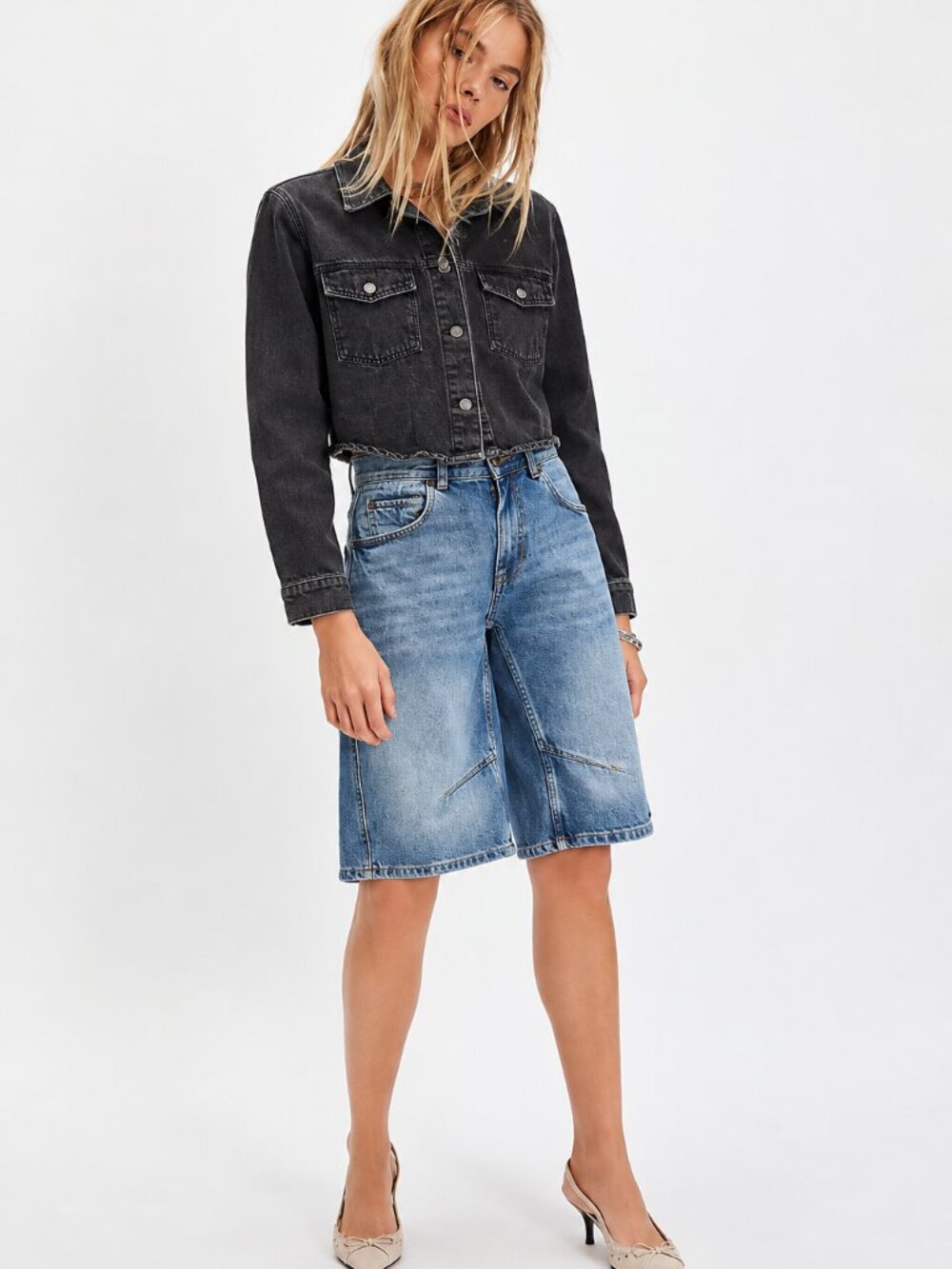 Stoosh Black Cropped Jean Jacket Classic Quiet Luxury
